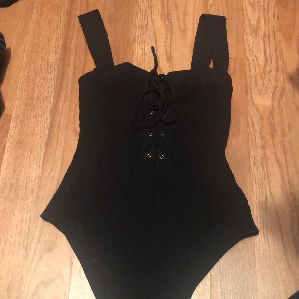 Black Lace Up Body Suit